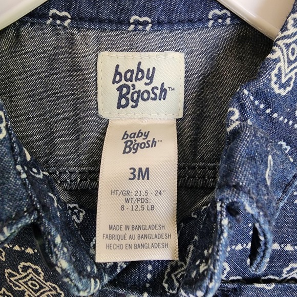 Baby B'gosh Denim Romper Bandana Print Button Up Short Sleeve‎ 6Mo - Picture 4 of 7